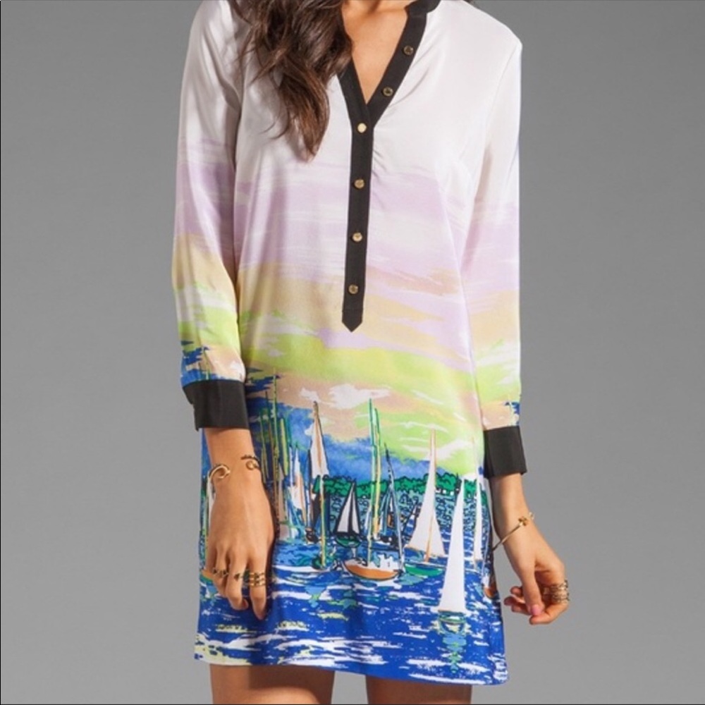 Juicy Couture Silk Boat Marina Shirt Dress Sz 2